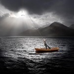 Soleil barque lac Alastair Magnaldo Photographie d'Art surréaliste