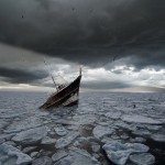Sinking boat off Hokkaido Photo Art Alastair Magnaldo